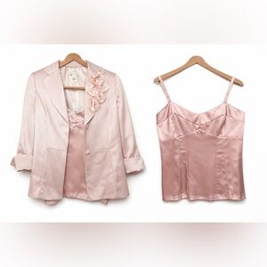 VTG Banana Republic Blush Blazer & Satin Cami Set 12 NWT Elegant Set